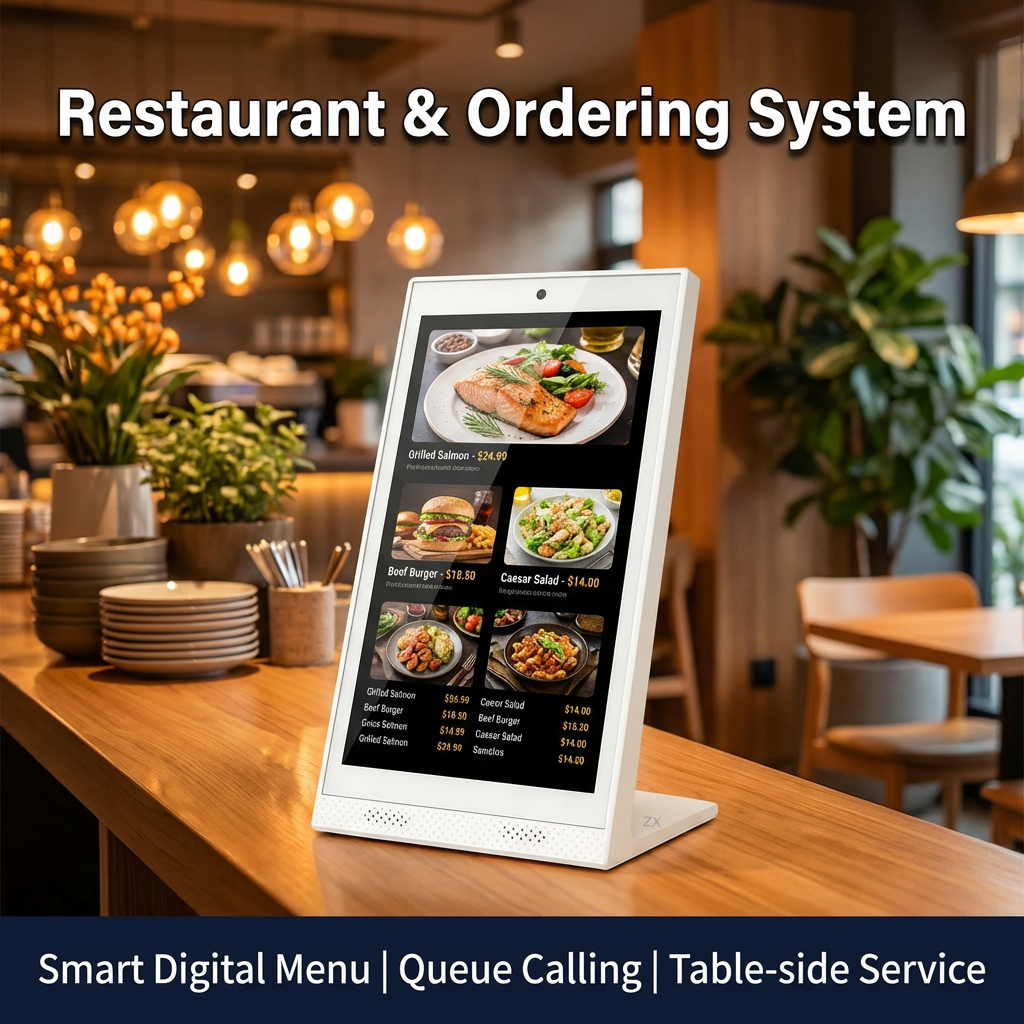 Smart Desktop Digital Signage Display with Touch Screen & Face Recognition Camera