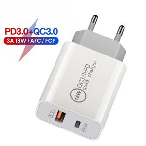 18w Type C Pd Qual Quick Charge 3.0 Fast Charger Dual Ports 20W Usb C Travel