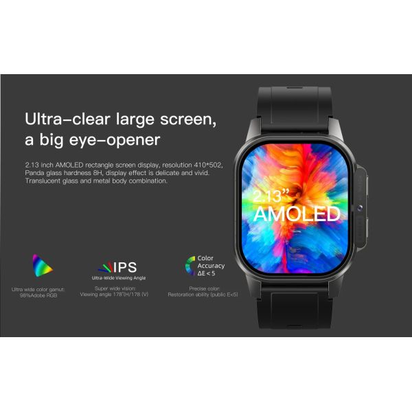 Rainbuvvy Stylish 4G LTE Smart Watch 2.13" HD Screen DM62 Convenience GPS