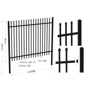 1800mm High X 2400mm Wide 2rails40X40X1.6*25X25X1.2*100mm spacing Stain Black
