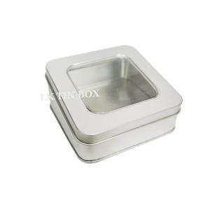 100mm PVC / PET Window Square Tin Box For Clothes Tie Storage