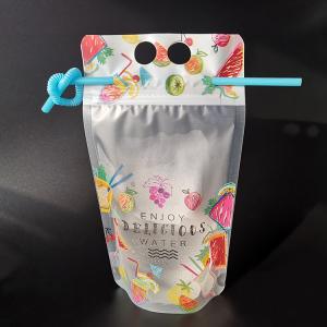 Pre-Printed Matte Clear Stand Up Drink Pouches with Hanging Holes and Colorful