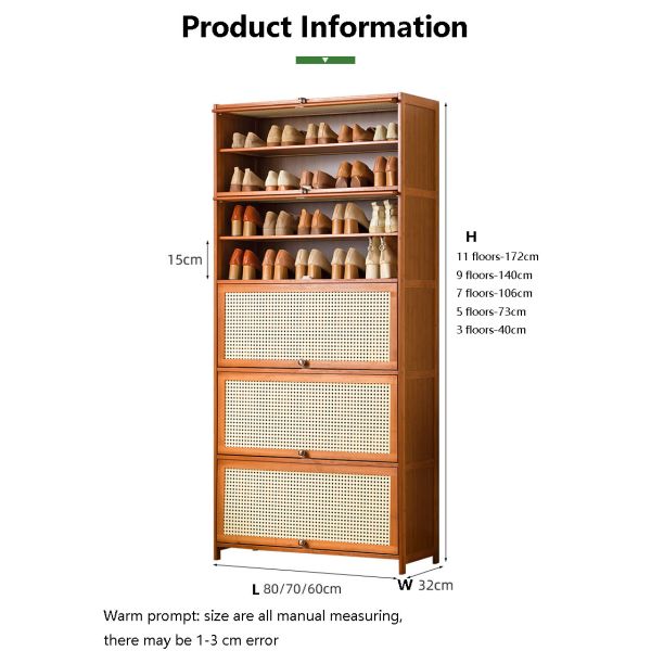 Customized Slim Bamboo Wooden Shoe Cubby Storage Cabinet
