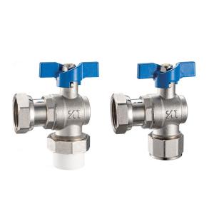 China 3613 3616 Angle Type Brass Ball Valve DN20 DN25 for Connections PP-R x Flex. Female Nut, AL-PL x Flex. Female Nut on sale