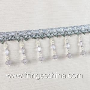 Newest lantern design handmade polyester curtain lace beaded fringes tassels