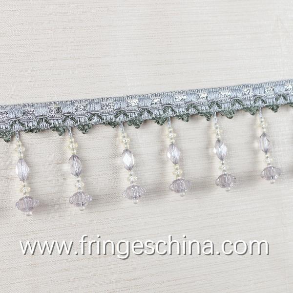 Newest lantern design handmade polyester curtain lace beaded fringes tassels