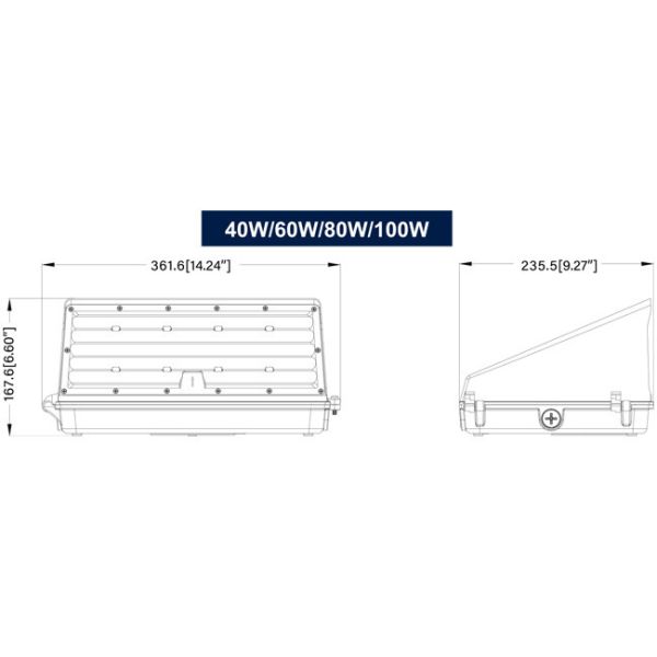 LED Wall Pack Light 100W 80W 60W Selectable CCT 3000K-5700K