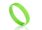 text logo embossed low relieve green custom made silicone bracelets