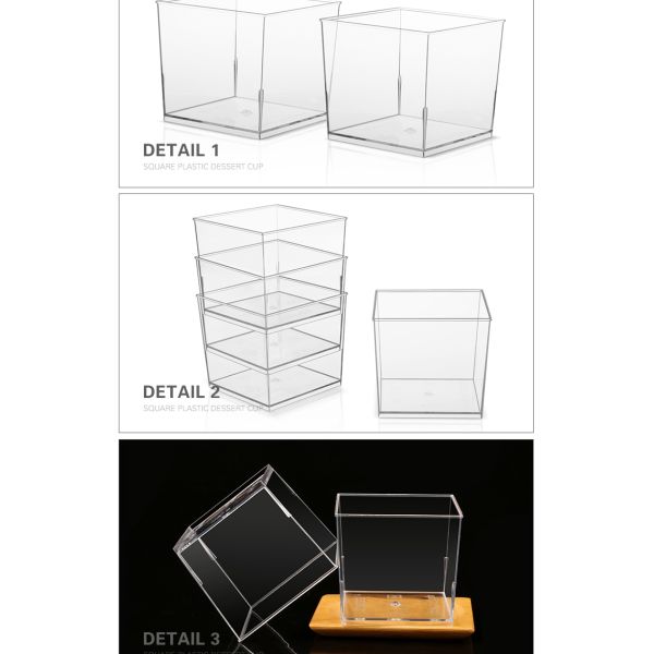 China Manufacturer custom printed square clear mini smoothie yoghurt dessert cups plastic disposable