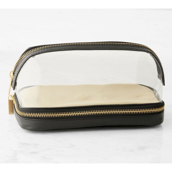 Zipper Type Leather Makeup Organizer Storage Box Double Layer Customized Logo