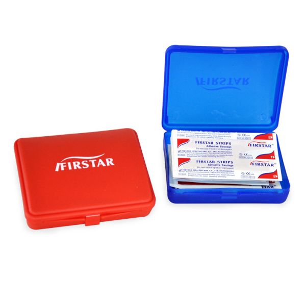 Mini Pocket Organizer First Aid Kit Storage Box Label Small Red Blue 10.5x9