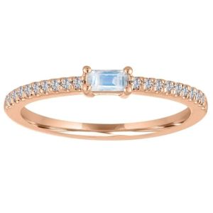 China Blue Moonstone 9K Gold Ring 5×2.5MM 0.20ct Weight For Engagement on sale