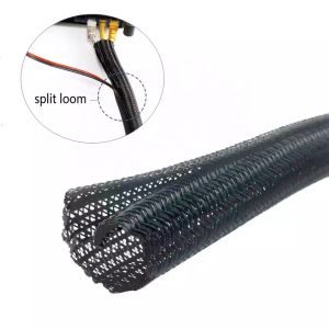Flame Retardant PET Braided Sleeve Self Closing Split Wrap Sleeving