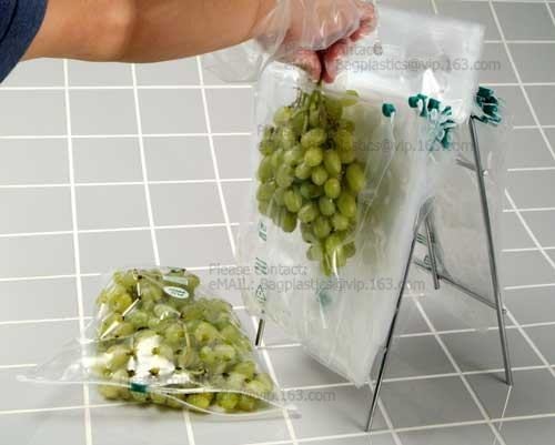 Fresh vegetable Grape Cherries transparent plastic Packaging Bag, Slider Zipper