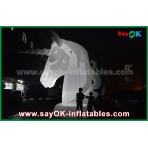 Full White Oxfiord Cloth Inflatable Horse Unicorn With LED Light