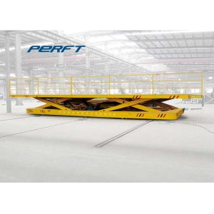 scissor hydraulic lifting electric rail transfer cart for warehouse material