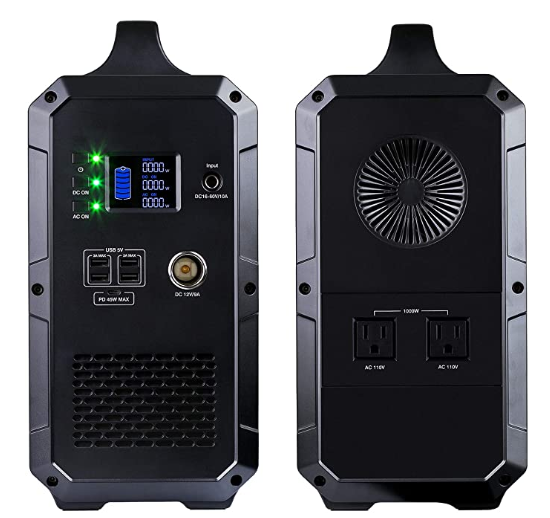 Lithium Portable Solar Power Supply 1000W AC USB Type C With 12V Car Cigarette Lighter Socket
