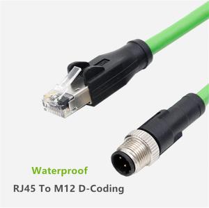 Wholesale Waterproof M12 D-Coding to RJ45 Patch Cable Ethernet RJ45 Patch Cord with M12 Connector 2M from china suppliers