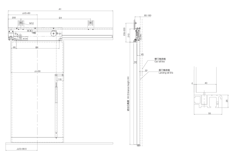 AC 110V DC 220V Elevator Landing Door Device with Self-Weight Door-Closing and CE Certified Elevator Door Controller