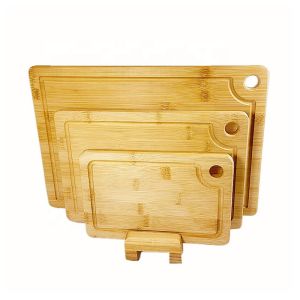 Highly Durable Sustainable Bamboo Cutting Board Sets with Stand L 45X30X1.9CM