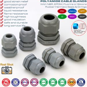 Non-Metallic Plastic Gray Cable Gland PG11, Adjustable 5-10mm Gland Connector