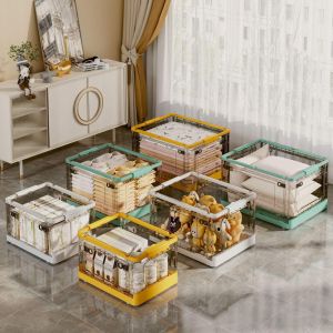 Foldable Box Stackable Container Transparent Plastic Storage Containers - Multi