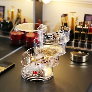 PS Plastic Cosmetic Display Box Storage With Cover Desktop Jewelry Ear Stud Rack