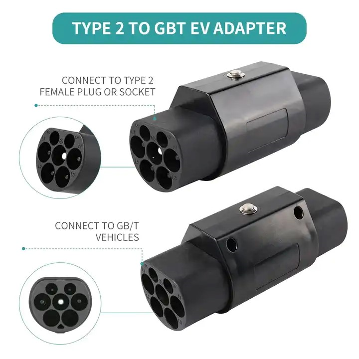 Type2 to GBT EV Charging Connector IEC 62196 32A 22KW 3Phase AC With Mechanical