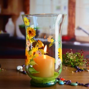 Wholesale Hand Painted Sunflower Pattern Glass Candle Holders For Home from china suppliers