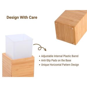3Pcs Natural Bamboo Soap Dispenser Set Customized for Bathroom