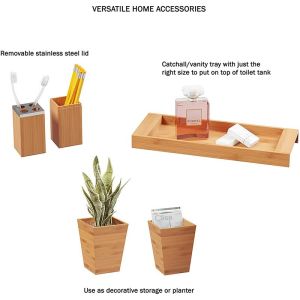 Sustainable Bamboo Bathroom Organizer Storage Unit Custom