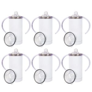 12oz Blank Stainless Steel Sublimation Tumblers Straight Sippy Cup With Straw