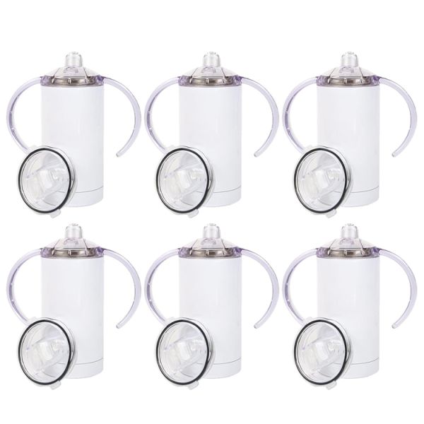 12oz Blank Stainless Steel Sublimation Tumblers Straight Sippy Cup With Straw