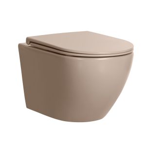 Modern New Mink Color Ceramic Rimless Washdown P Trap Wall Hung Toilet