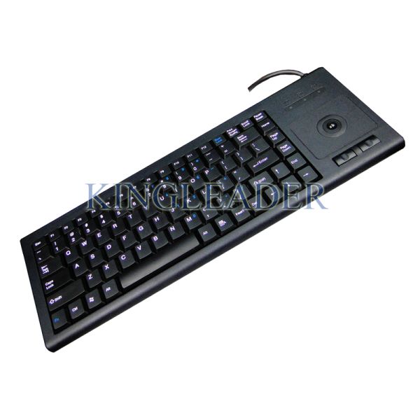 Plastic Industrial Computer Keyboard With Function Keys And Integrated Trackball
