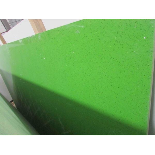 Quality Sparkle Galaxy Green Stone Slab , Custom Size Artificial Natural Quartz Slab for sale