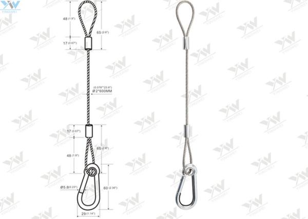 Quality Hook End Wire Rope Sling Ø 2.0 MM Steel Safe Rope With Loop End , Snap Hook for sale