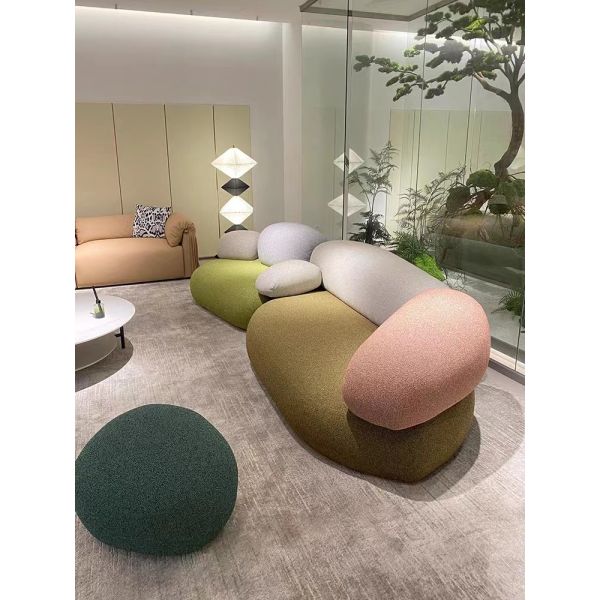 Cobblestone Design Fabric Sofa Set Combination Living Room Lobby Pebble Sofa
