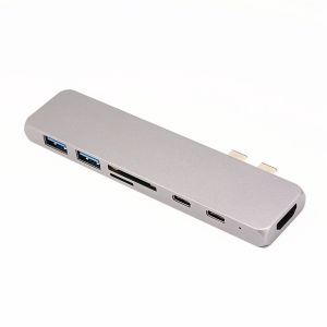 7 in 1 Dual Type-C Docking Station Thunderbolt 3 Hub for 2016/2017/2018 MacBook