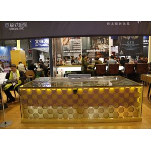 Rectangle Shape Japanese Teppanyaki Grill Table 8 Seats Stainless Steel