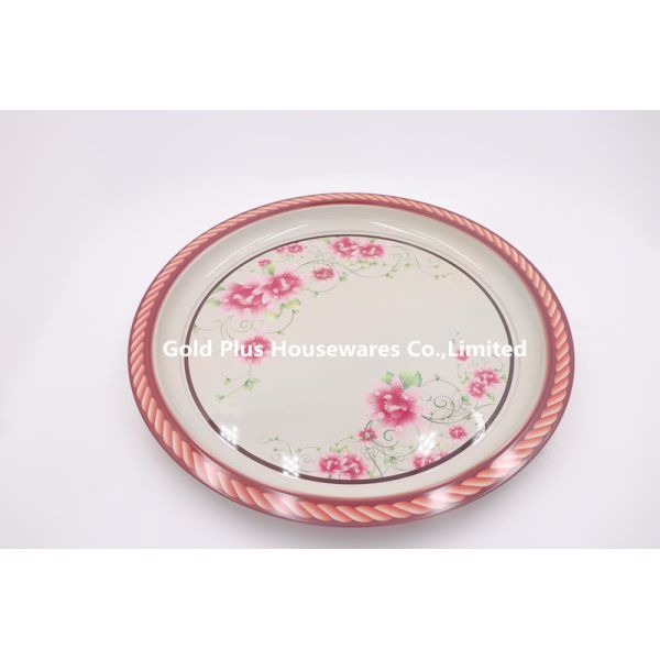 Customized Breakfast 40cm Stainless Steel Round Tray For Decorative