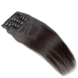 China Natural Black Color Remy Clip In Hair Extensions 100% Virgin Hair With 6 Pieces on sale