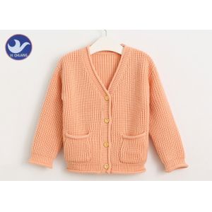 Roll Edge Girls Cardigan Sweaters Long Sleeves Half Cardign Knit With Pockets