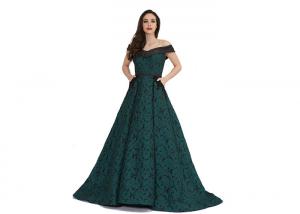 Elegant Greene Vening Dresses For Women / V Neck Long Muslim Formal Dress