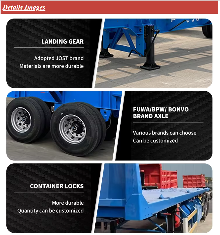 Hot Selling 40ft & 20ft &45ft& 53ft Steel Container Durable Flatbed Semi-Trailer for Normal Bulk Cargo Transport