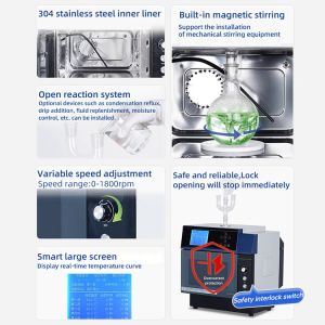 China Laboratory Mini Pyrolysis Microwave Chemical Reactor Chemical Extraction Heating Microwave Synthesis Reactor University Research on sale