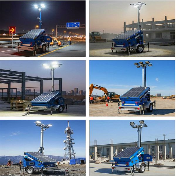 Portable Solar Light Tower Construction Site Trailer Light Tower High Performance Solar Powered Lighting Towers