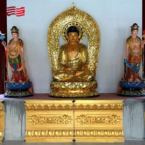 Gilded Red Copper Buddha Statue for Temple Customized Size and Indoor Group