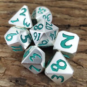 Edge Rpg Dice Rpg Dice Odorless Polyhedral Dice Lightweight Sharp Green Silver