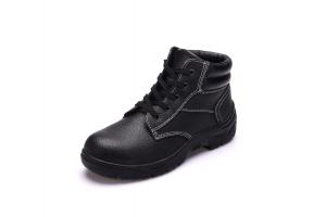 China Antistatic Black Leather Safety Shoes With Wide Steel Toe Cap / Steel Plate on sale